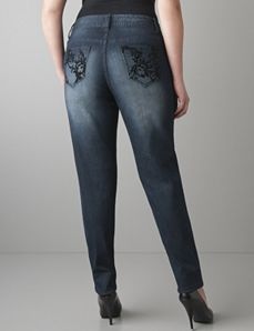 Velvet scroll skinny jean by Lane Bryant