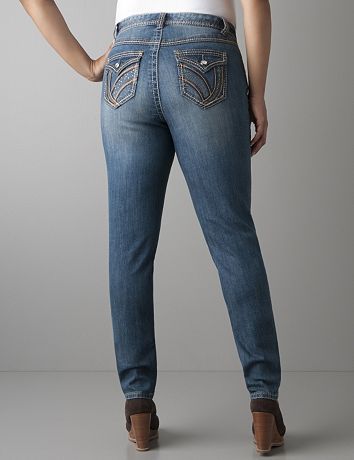 Leather trim skinny jean by Lane Bryant