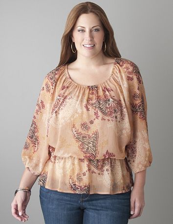 Plus Size Paisley Dolman Blouse by Lane Bryant