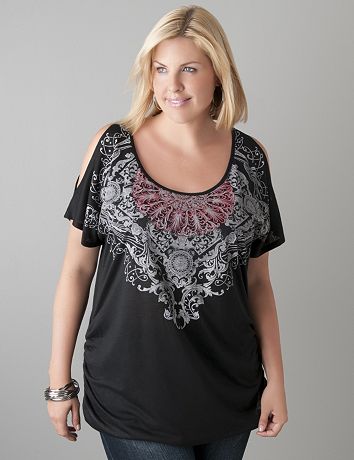 Cold shoulder medallion tee by Lane Bryant