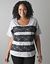 Plus Size Lace Striped Tee Shirt