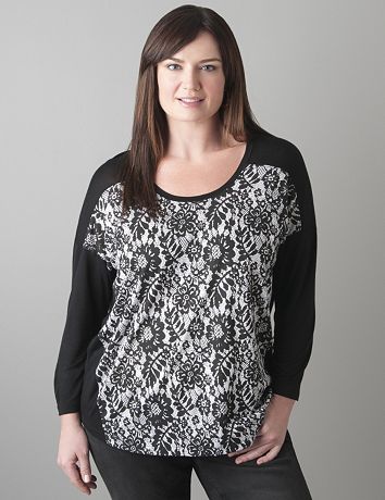 3/4 sleeve lace print top by Seven7
