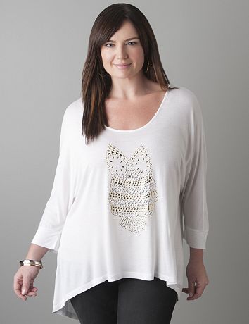 Plus Size Studded Owl Top by Seven7