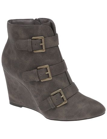 Buckled tall wedge boot by Lane Bryant