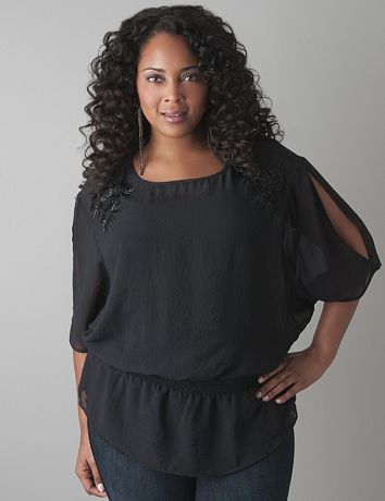 Beaded dolman blouse by Lane Bryant