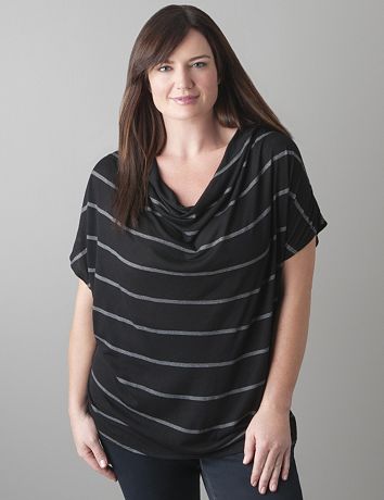 Striped cowl neck tee by Seven7