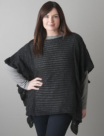 Open stitch poncho sweater by Lane Bryant