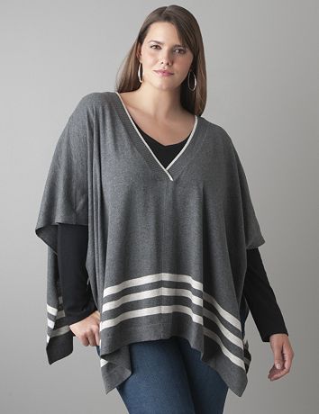 Striped poncho by Lane Bryant