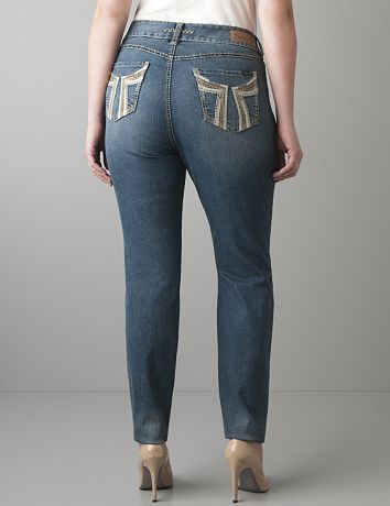 Leather accent skinny jean by Seven7
