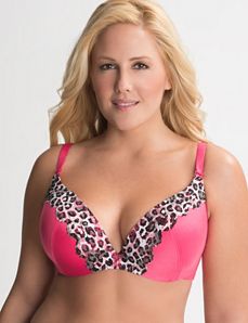 Lace trim plunge bra