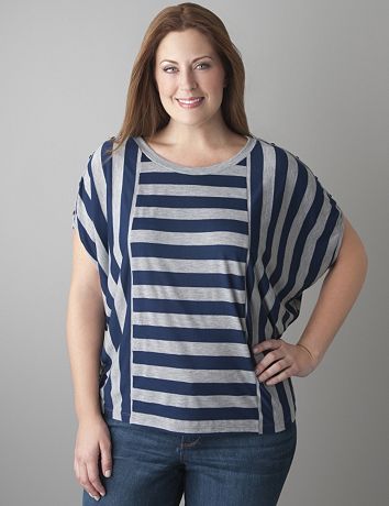 Double stripe dolman tee by Lane Bryant