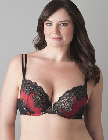 Contrast lace plunge bra by Cacique