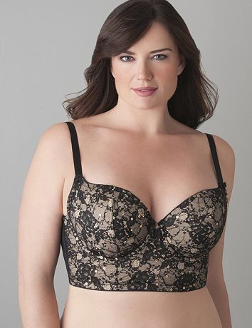 Sequin & lace longline bra by Cacique