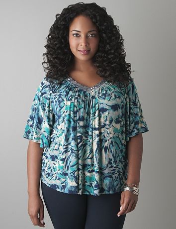 Embellished drama sleeve top by Lane Bryant