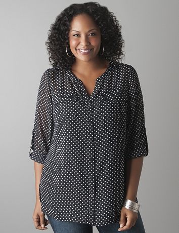 Sheer polka dot blouse by Lane Bryant
