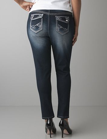 Plus Size Embellished Ankle Jeans by Lane Bryant