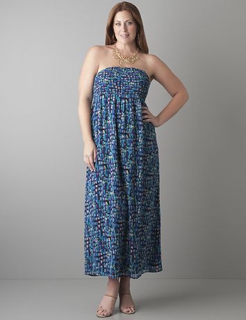 Smocked chiffon maxi dress by Lane Bryant
