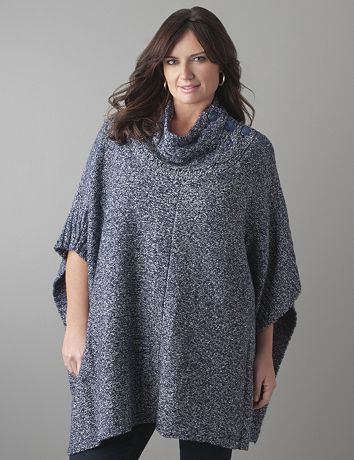 Plus Size Marled Poncho by Lane Bryant