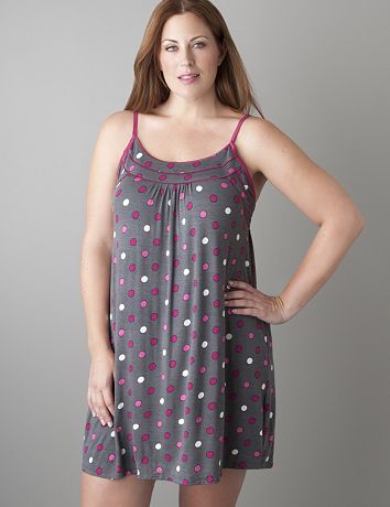 Plus Size Polka Dot Chemise with Satin Piping by Cacique