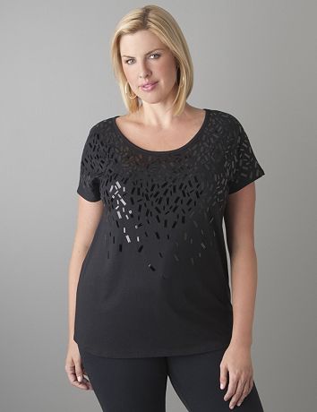 Plus Size Rectangle Sequin Tee by Lane Bryant