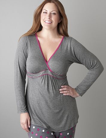 Full Figure Satin Trim Sleep Top by Cacique