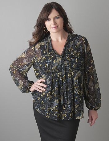 Plus Size Paisley Pintuck Blouse by Lane Bryant