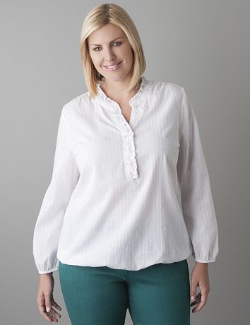 Plus Size Ruffled Voile Shirt by Lane Bryant