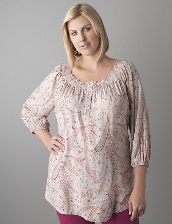 Plus Size Paisley Peasant Tunic by Lane Bryant