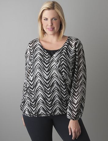 Plus Size Zebra Print Surplice Top