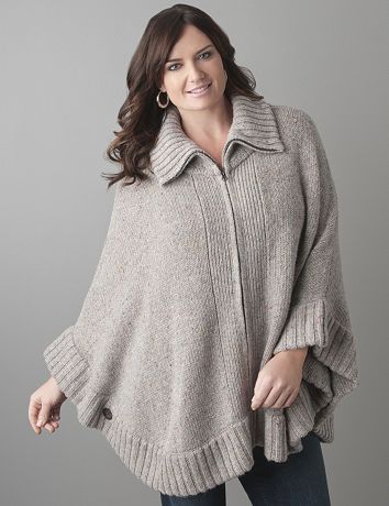 Plus Size Zip Front Poncho by Lane Bryant