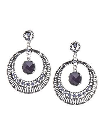 Rhinestone button hoop earrings by Lane Bryant