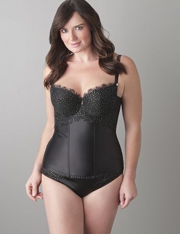 Full Figure Glitter Lace Corset by Cacique