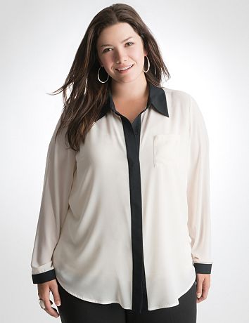 Plus Size Contrast Trim Blouse by Lane Bryant
