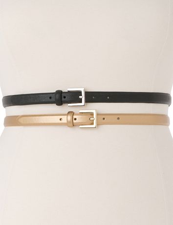 Metallic & black skinny belt duo by Lane Bryant