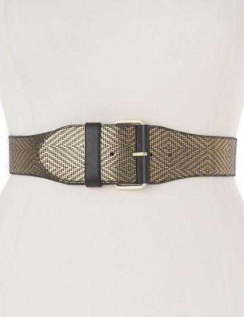 Metallic basket weave stretch belt