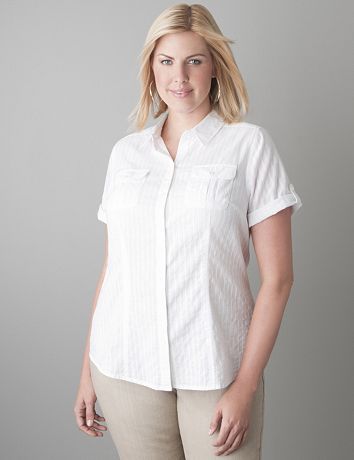 Short sleeve striped shirt by Lane Bryant