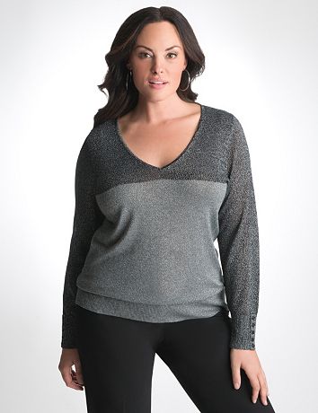 Womens Colorblock Shimmer Sweater by Lane Bryant
