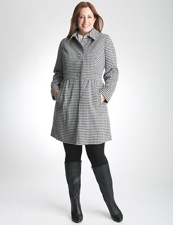 Houndstooth Babydoll Coat by Lane Bryant