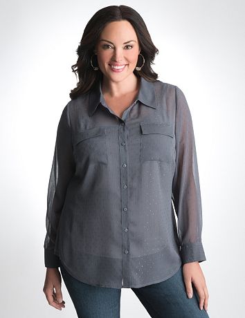 Plus Size Button Front Shirt by Lane Bryant