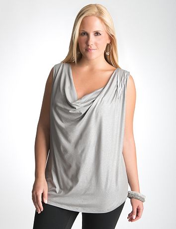 Shimmering drape neck shell by Lane Bryant