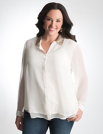 Plus Size sheer Sequin Blouse by Lane Bryant