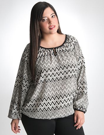 Plus Size Chevron Peasant Top by Lane Bryant