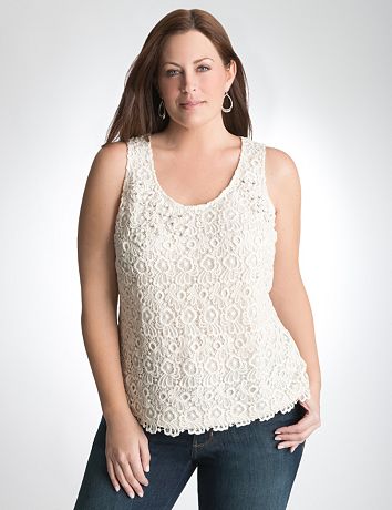 Embellished lace tank