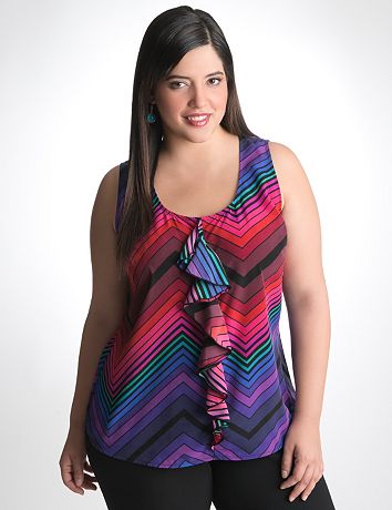 Plus Size Chevron Ruffle Tank by Lane Bryant