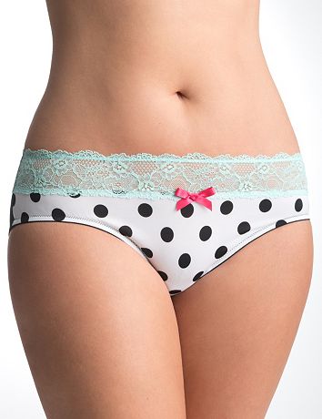 Lace waist polka dot hipster by Cacique