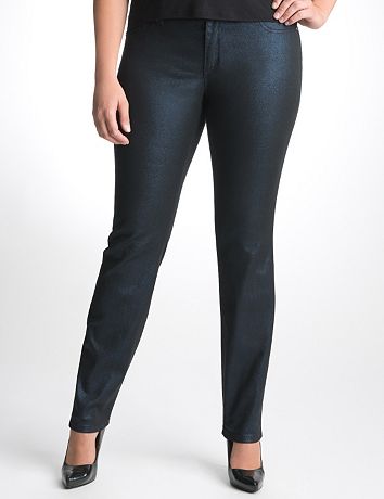 Full Figure Metallic Denim Jegging by Seven7