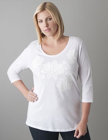 Plus Size Sequin Rose Tee by Seven7