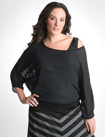 Sequin banded bottom dolman top by Seven7