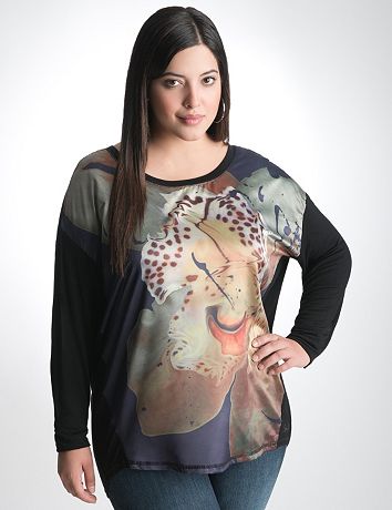Floral Knit and Woven Top by Seven7