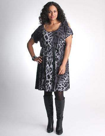 Cold shoulder leopard dress by Lane Bryant